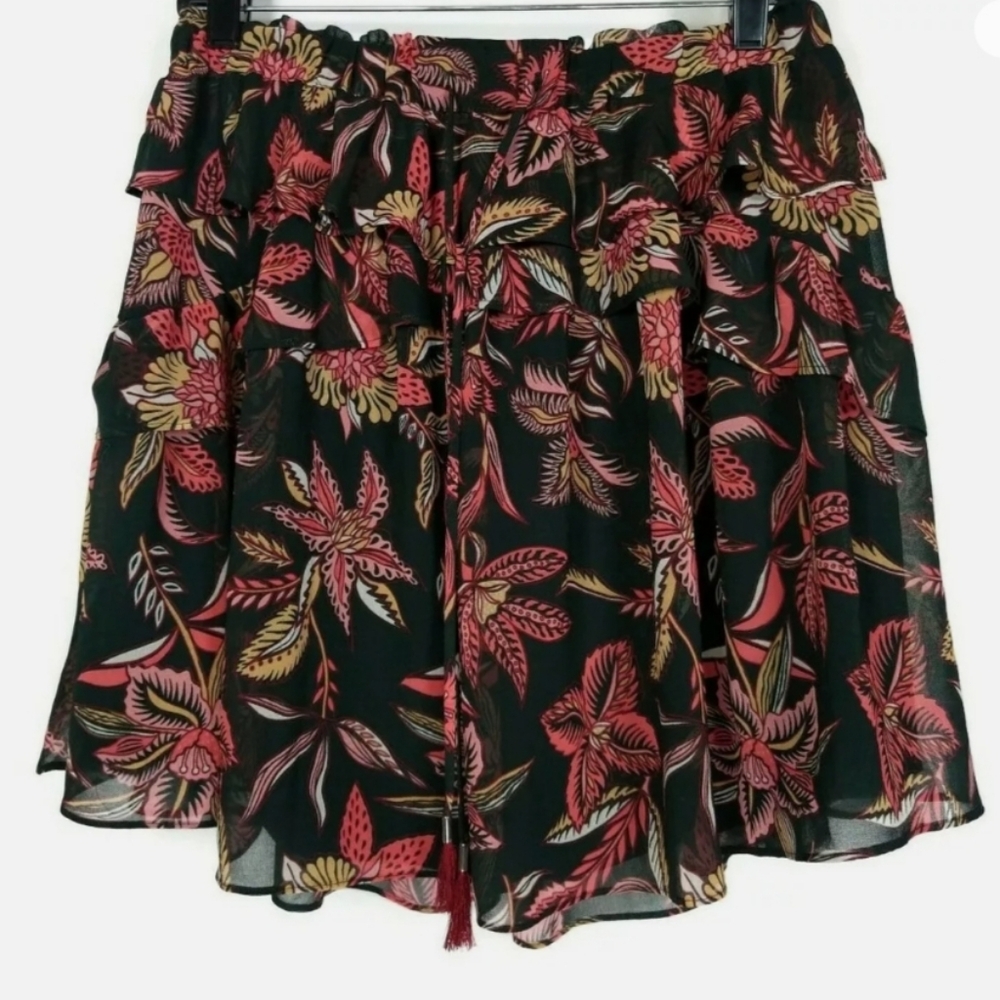 Scotch & soda Maison Scotch green floral chiffon ruffle skirt NWOT large